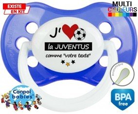 J'aime la juventus + prénom : Sucette Anatomique personnalisée