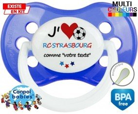 J'aime rc strasbourg + prénom : Sucette Anatomique personnalisée