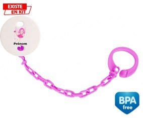 Fée rose (fille) + prénom : Attache-sucette-su7.fr