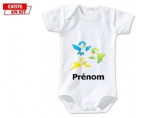 Oiseaux style1 + prénom: Body bébé-su7.fr