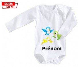 Oiseaux style1 + prénom: Body bébé-su7.fr