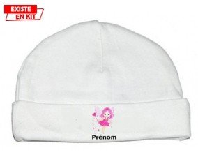 Fée rose (fille) + prénom : Bonnet bébé-su7.fr