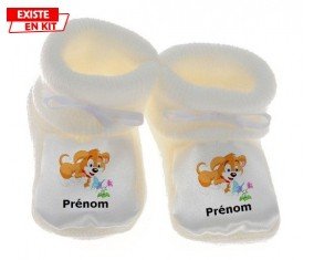 Chien + Prénom: Chausson bébé-su7.fr