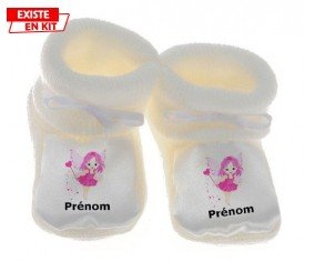 Fée rose (fille) + prénom : Chausson bébé-su7.fr