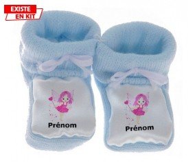 Fée rose (fille) + prénom : Chausson bébé-su7.fr