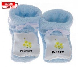 Margueritte + prénom: Chausson bébé-su7.fr