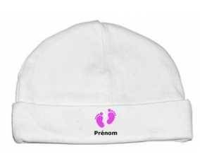 Pied (fille) + prénom: Bonnet bébé-su7.fr