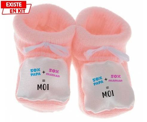 Chaussons 50 Papa 50 Maman rose 