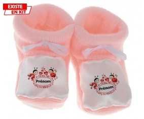 Coccinelle + prénom: Chausson bébé-su7.fr