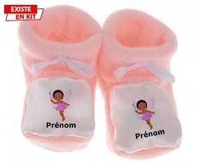 Fée style2 + prénom: Chausson bébé-su7.fr