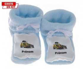 Pelleteuse + prénom: Chausson bébé-su7.fr