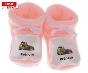 Pelleteuse + prénom: Chausson bébé-su7.fr