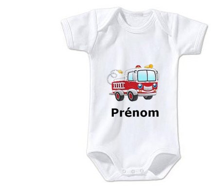 Body Bebe Personnalise Camion Pompier Prenom Body Bebe Personnalise Camion Pompier Prenom