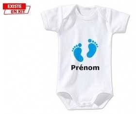 Pied (garçon) + prénom: Body bébé-su7.fr