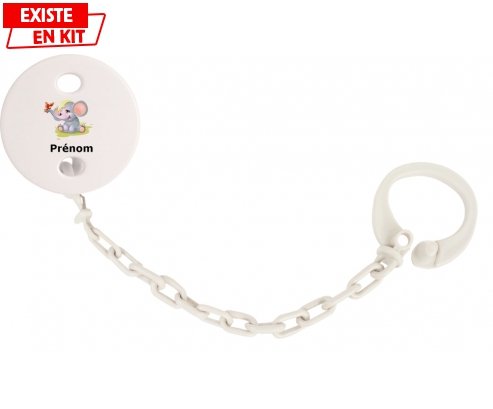 Eléphant style1 + prénom: Attache-sucette-su7.fr