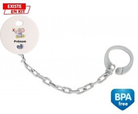 Eléphant style1 + prénom: Attache-sucette-su7.fr