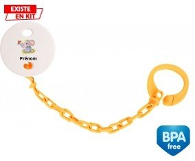 Eléphant style1 + prénom: Attache-sucette-su7.fr