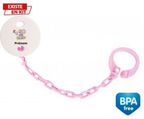 Eléphant style1 + prénom: Attache-sucette-su7.fr