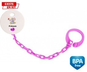 Eléphant style1 + prénom: Attache-sucette-su7.fr