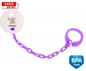 Eléphant style1 + prénom: Attache-sucette-su7.fr