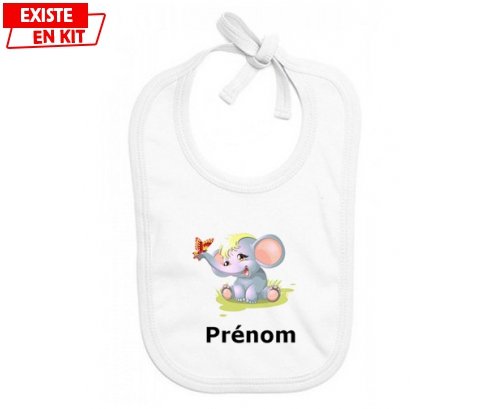 Eléphant style1 + prénom: Bavoir bébé-su7.fr