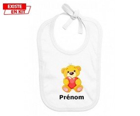 Ourson (garçon) + prénom: Bavoir bébé-su7.fr