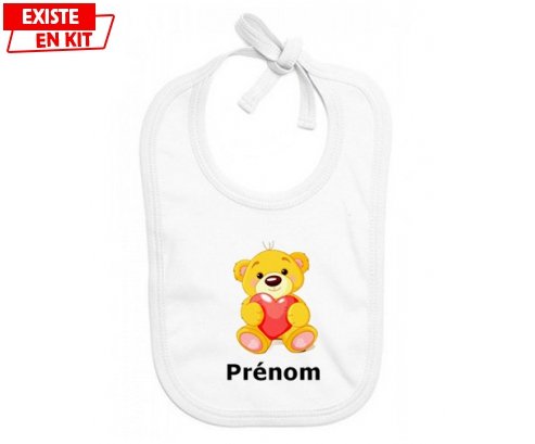 Ourson (garçon) + prénom: Bavoir bébé-su7.fr