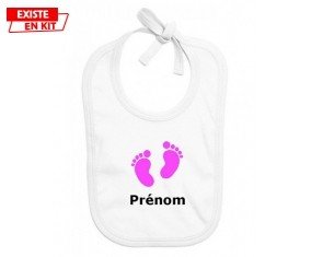 Pied (fille) + prénom: Bavoir bébé-su7.fr