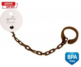 Tige fleur grise + prénom: Attache-sucette-su7.fr