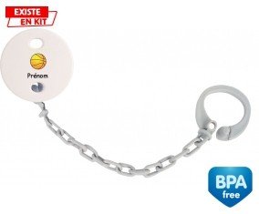 Ballon basket + prénom: Attache-sucette-su7.fr