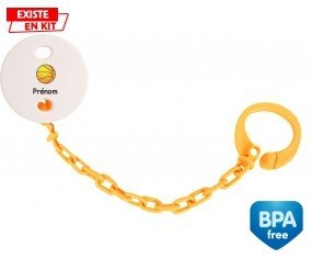 Ballon basket + prénom: Attache-sucette-su7.fr