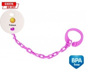 Ballon basket + prénom: Attache-sucette-su7.fr