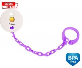 Ballon basket + prénom: Attache-sucette-su7.fr