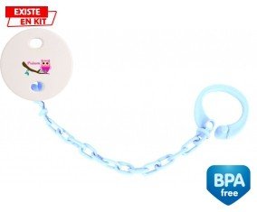 Hibou rose + prénom: Attache-sucette-su7.fr