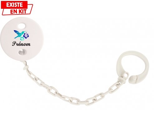 Oiseau et fleur (garçon) + prénom: Attache-sucette-su7.fr