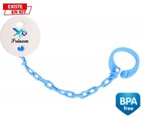 Oiseau et fleur (garçon) + prénom : Attache-sucette