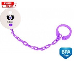 Pied cœur (garçon) + prénom: Attache-sucette-su7.fr