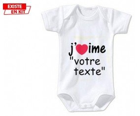 J'aime style2 + prénom: Body bébé-su7.fr