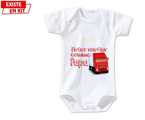Body Bébé Manches Courtes « Futur Routier » - 100% Coton - Imprimé En France - Coupe Classique