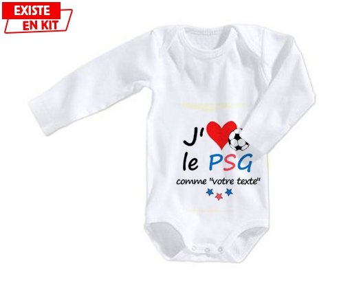 Body bébé personnalisé J'aime le psg + prénom