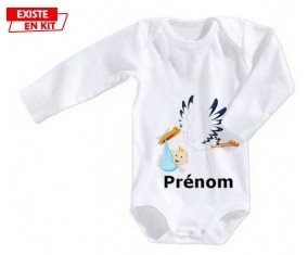 Cigogne (garçon) + prénom: Body bébé-su7.fr