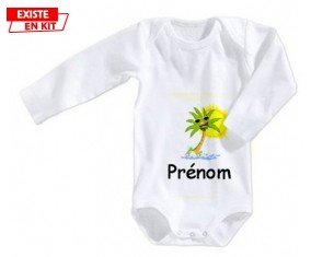 Palmier style2 + prénom: Body bébé-su7.fr