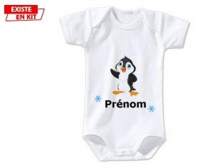 Pingouin + prénom: Body bébé-su7.fr