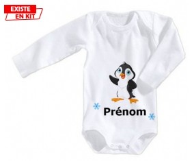 Pingouin + prénom: Body bébé-su7.fr