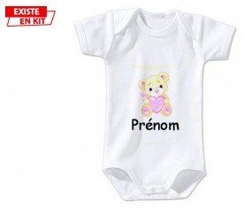 Ourson (fille) + prénom: Body bébé-su7.fr