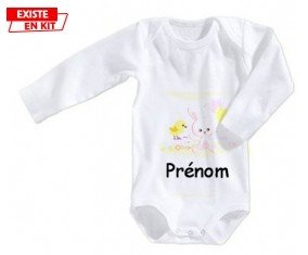 Lapin train + prénom: Body bébé-su7.fr