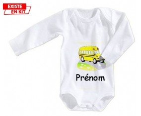 Bus jaune + prénom: Body bébé-su7.fr