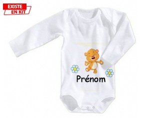 Ourson joyeux + prénom: Body bébé-su7.fr