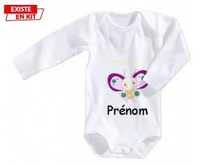 Papillon souriant (fille) + prénom: Body bébé-su7.fr