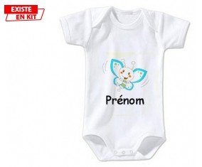 Papillon souriant (garçon) + prénom: Body bébé-su7.fr